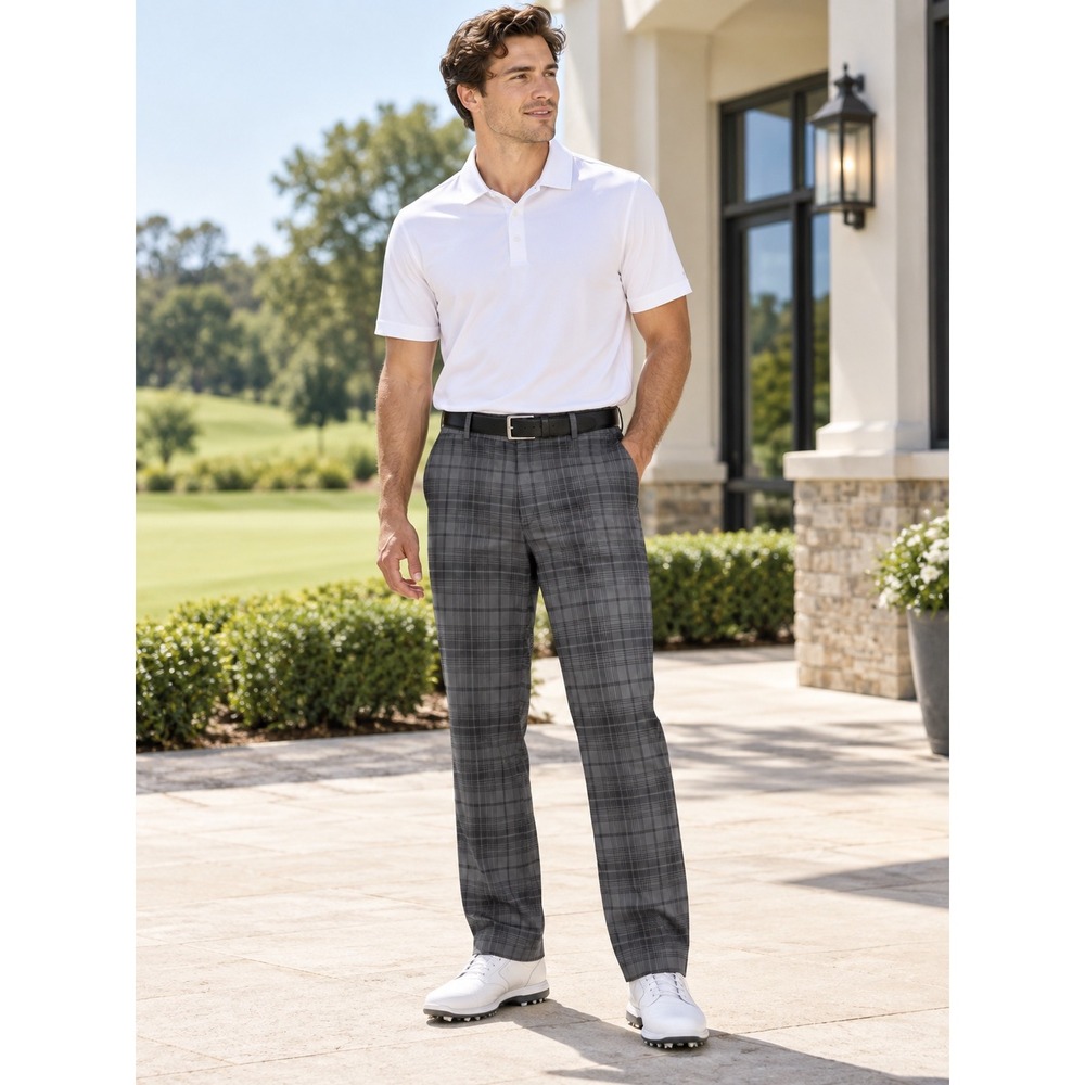 Nike Golf Tour Performance Dri-FIT Plaid Pants Grey Black 32x30 Mens
